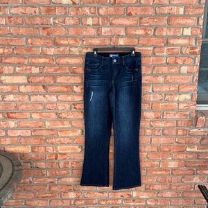 DEMOCRACY Kathryn Bootcut Distressed Jean, size 10, dark wash